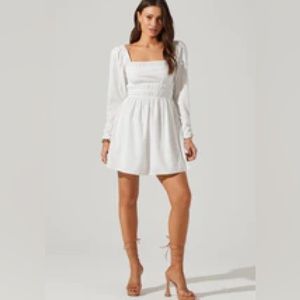 ASTR the Label Cinched Waist Long Sleeve Mini Dress